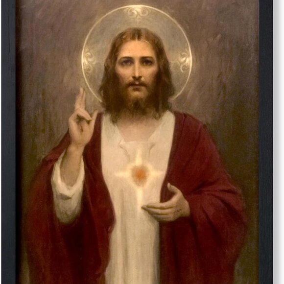 Other - Vintage Sacred Heart Jesus Poster Religious Wall Art Gift for Men Women